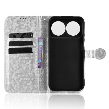 For Huawei nova 16 5G Honeycomb Dot Texture Leather Phone Case - Silver - EDA006474526E