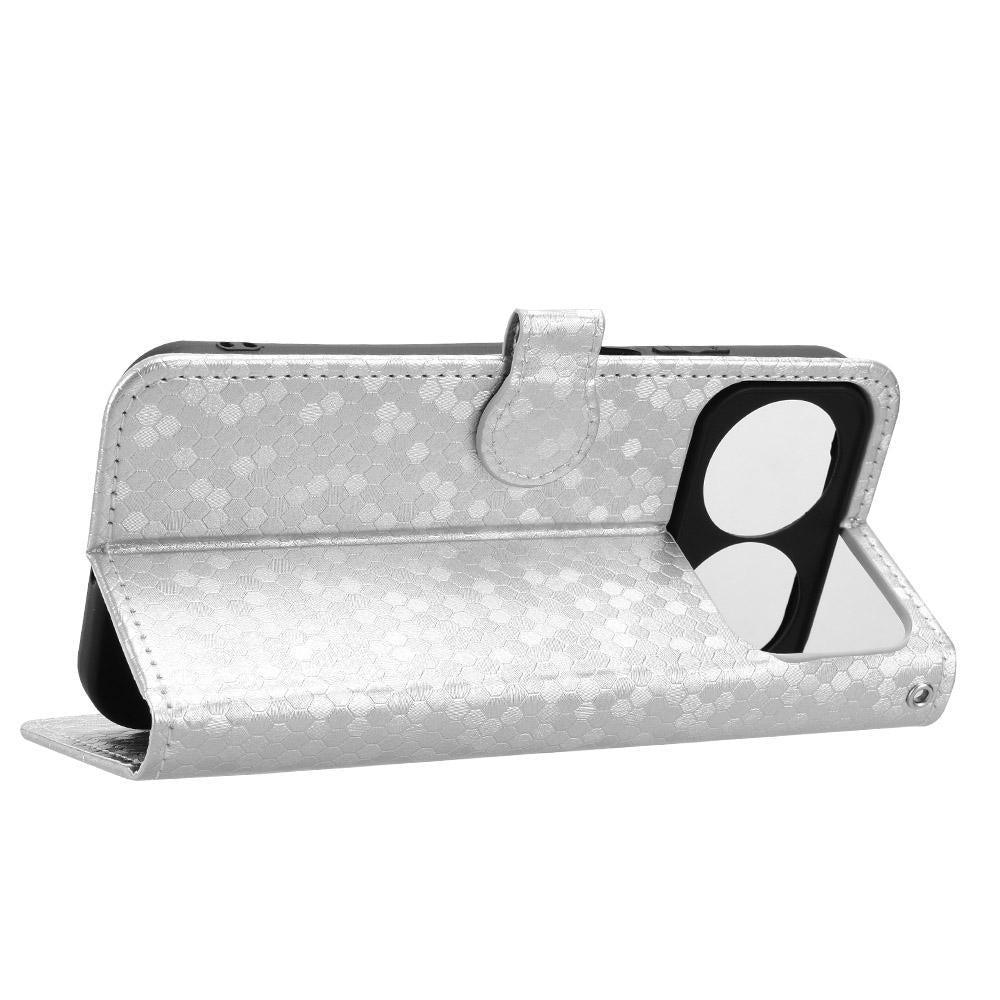 For Huawei nova 16 5G Honeycomb Dot Texture Leather Phone Case - Silver - EDA006474526E