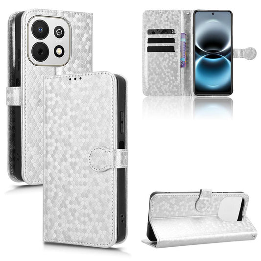 For Huawei nova Y74 4G / Enjoy 90 Plus 5G Honeycomb Dot Texture Leather Phone Case - Silver - EDA006474528E