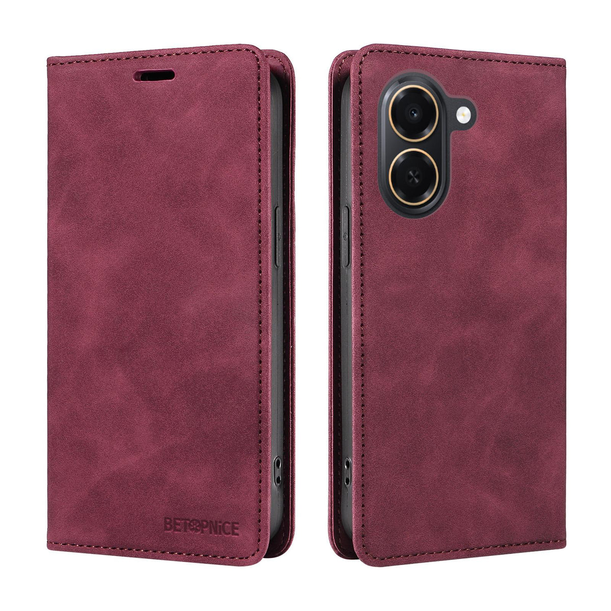 For Honor Play 80 Plus 5G BETOPNICE Suction RFID Anti-theft Leather Phone Case - Wine Red - EDA006478206B