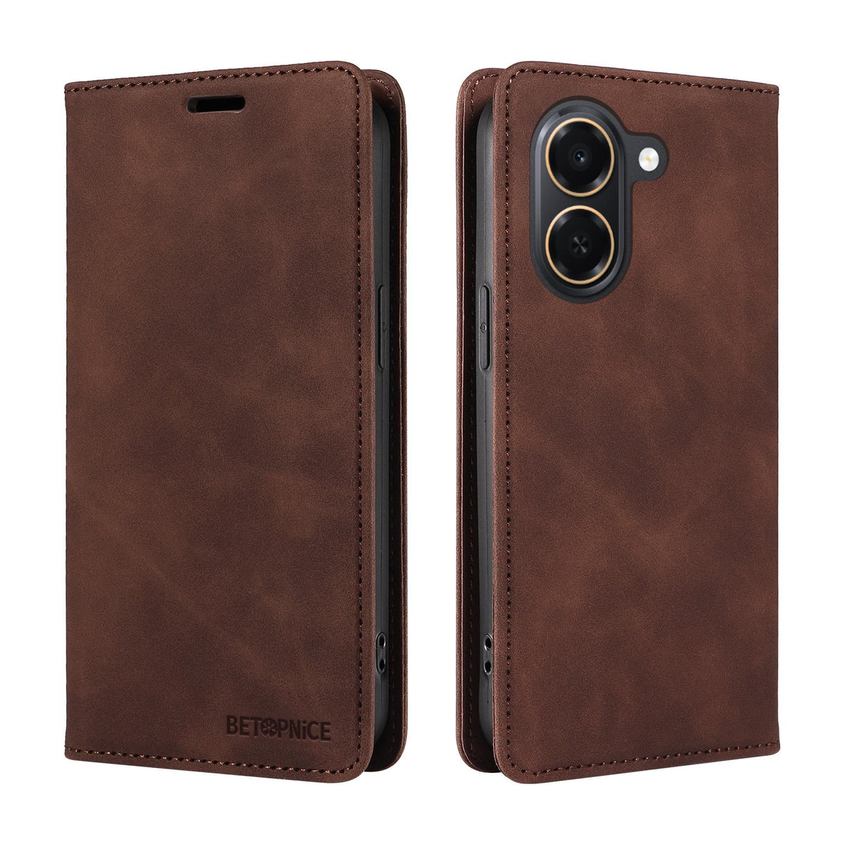 For Honor Play 80 Plus 5G BETOPNICE Suction RFID Anti-theft Leather Phone Case - Brown - EDA006478206D