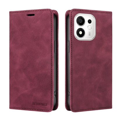 For Honor 600 Smart 5G BETOPNICE Suction RFID Anti-theft Leather Phone Case(Wine Red)