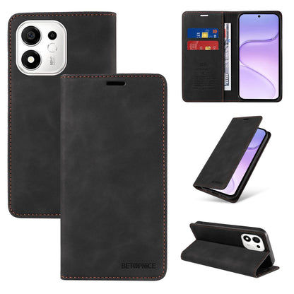 For Honor 600 Smart 5G BETOPNICE Suction RFID Anti-theft Leather Phone Case(Black)
