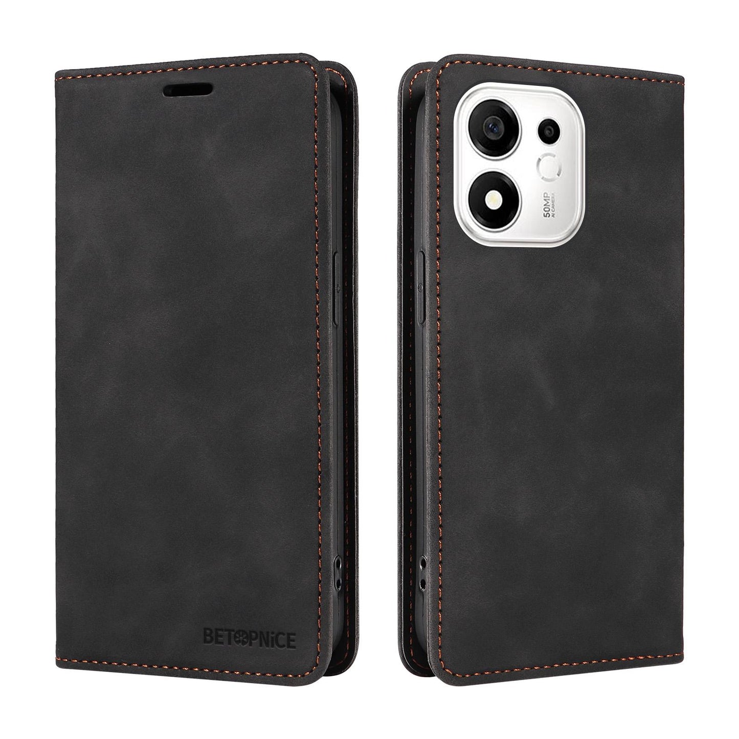 For Honor 600 Smart 5G BETOPNICE Suction RFID Anti-theft Leather Phone Case(Black)