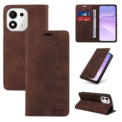 For Honor 600 Smart 5G BETOPNICE Suction RFID Anti-theft Leather Phone Case(Brown)