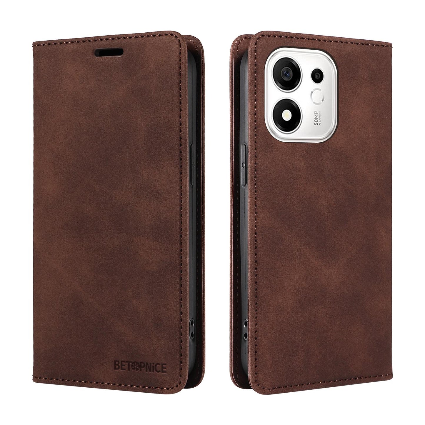 For Honor 600 Smart 5G BETOPNICE Suction RFID Anti-theft Leather Phone Case(Brown)