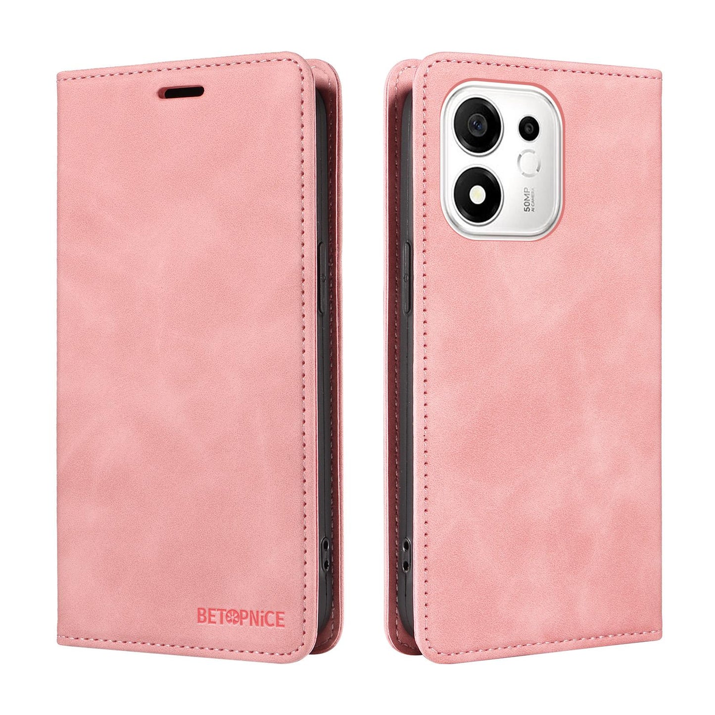For Honor 600 Smart 5G BETOPNICE Suction RFID Anti-theft Leather Phone Case(Pink)