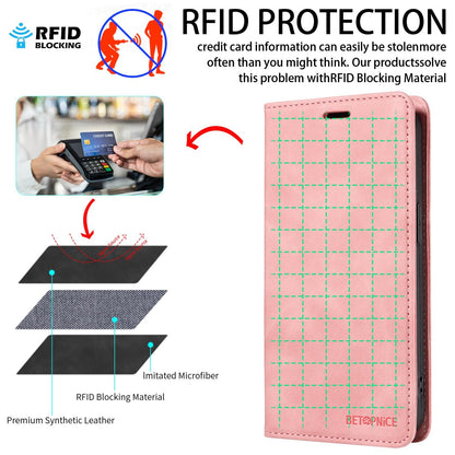 For Honor 600 Smart 5G BETOPNICE Suction RFID Anti-theft Leather Phone Case(Pink)