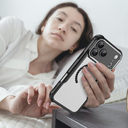 For iPhone 18 Pro Max Carbon Fiber Texture MagSafe Translucent Phone Case - Black - EDA006491726A
