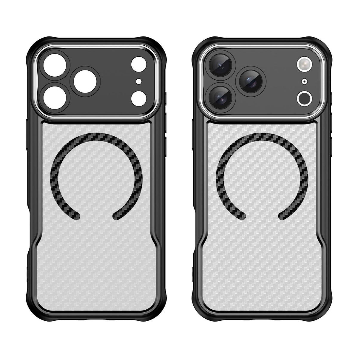 For iPhone 18 Pro Max Carbon Fiber Texture MagSafe Translucent Phone Case - Black - EDA006491726A