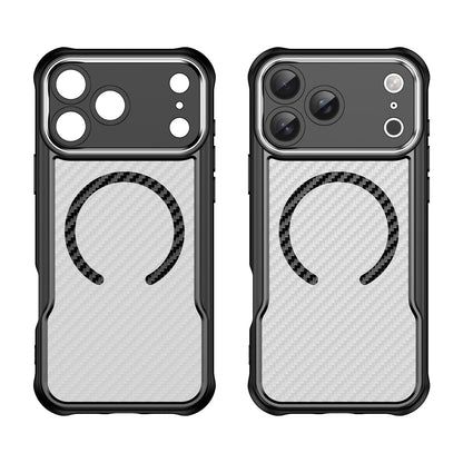For iPhone 18 Pro Max Carbon Fiber Texture MagSafe Translucent Phone Case - Black - EDA006491726A