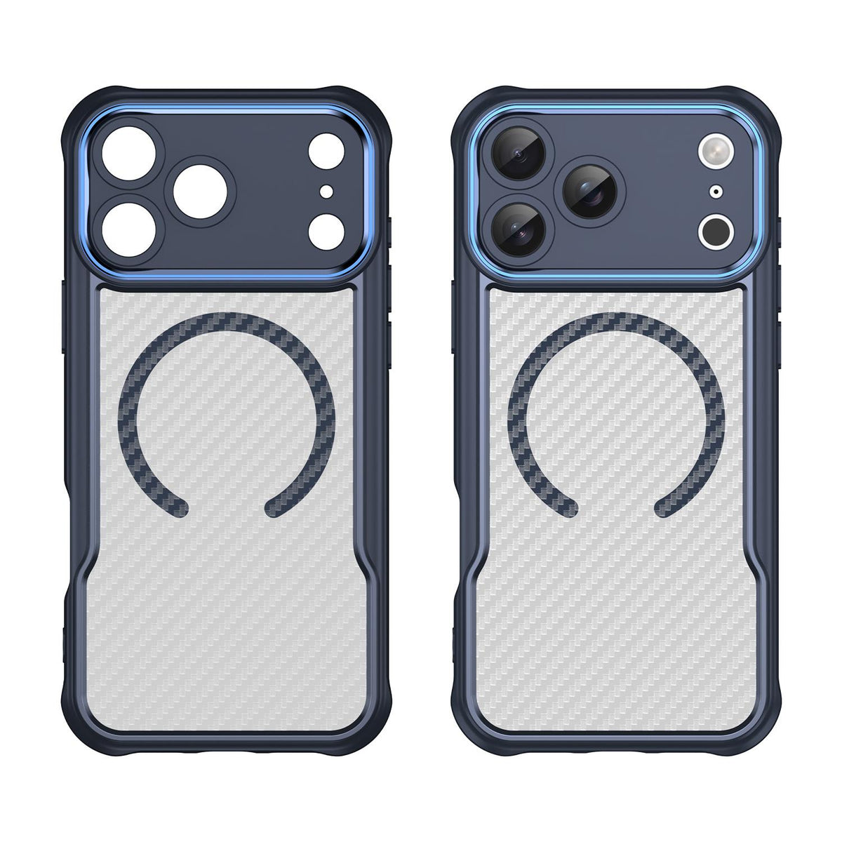 For iPhone 18 Pro Max Carbon Fiber Texture MagSafe Translucent Phone Case - Blue - EDA006491726B