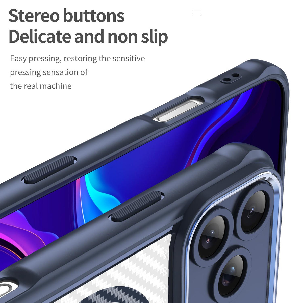 For iPhone 18 Pro Max Carbon Fiber Texture MagSafe Translucent Phone Case - Blue - EDA006491726B