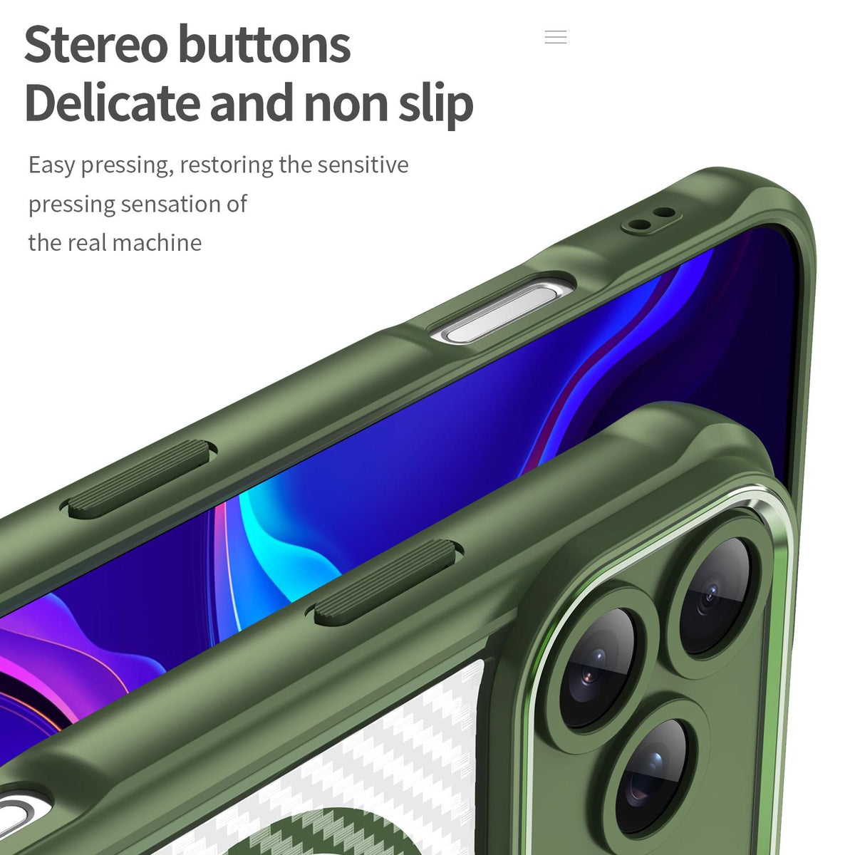 For iPhone 18 Pro Max Carbon Fiber Texture MagSafe Translucent Phone Case - Green - EDA006491726C