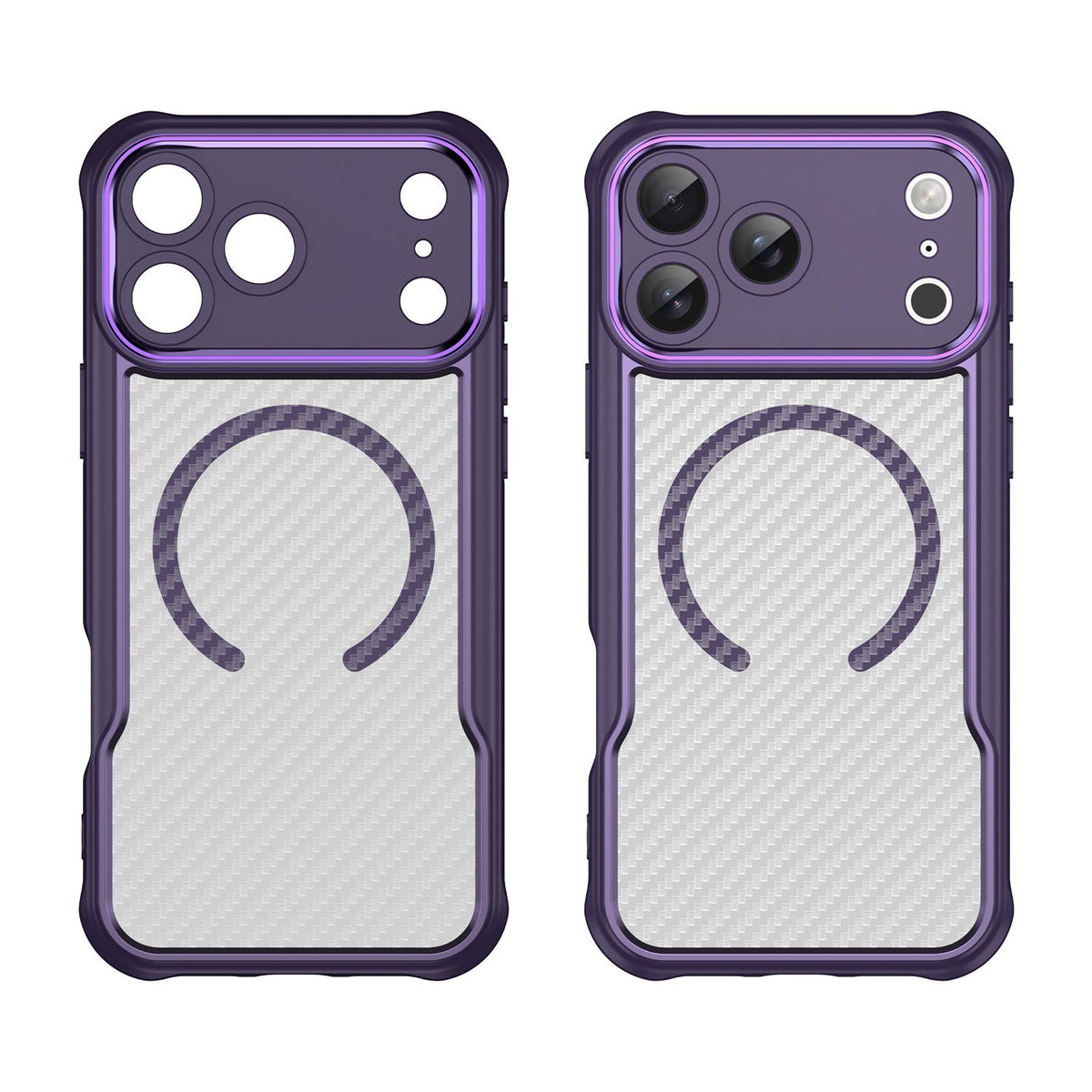 For iPhone 18 Pro Max Carbon Fiber Texture MagSafe Translucent Phone Case - Purple - EDA006491726D