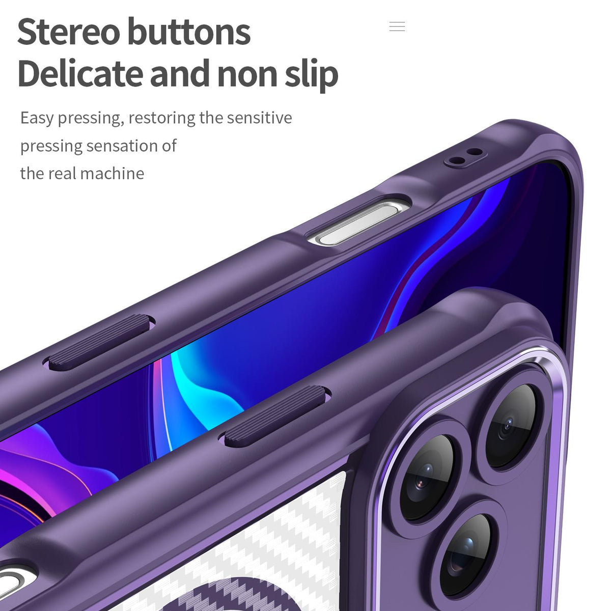 For iPhone 18 Pro Max Carbon Fiber Texture MagSafe Translucent Phone Case - Purple - EDA006491726D