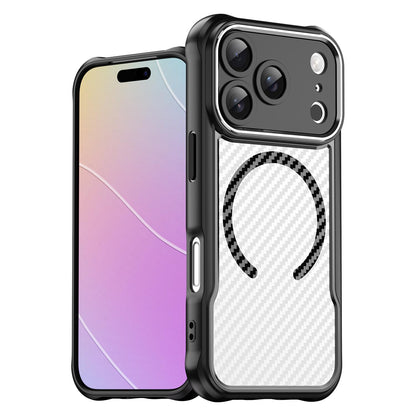 For iPhone 18 Pro Carbon Fiber Texture MagSafe Translucent Phone Case - Black - EDA006491727A