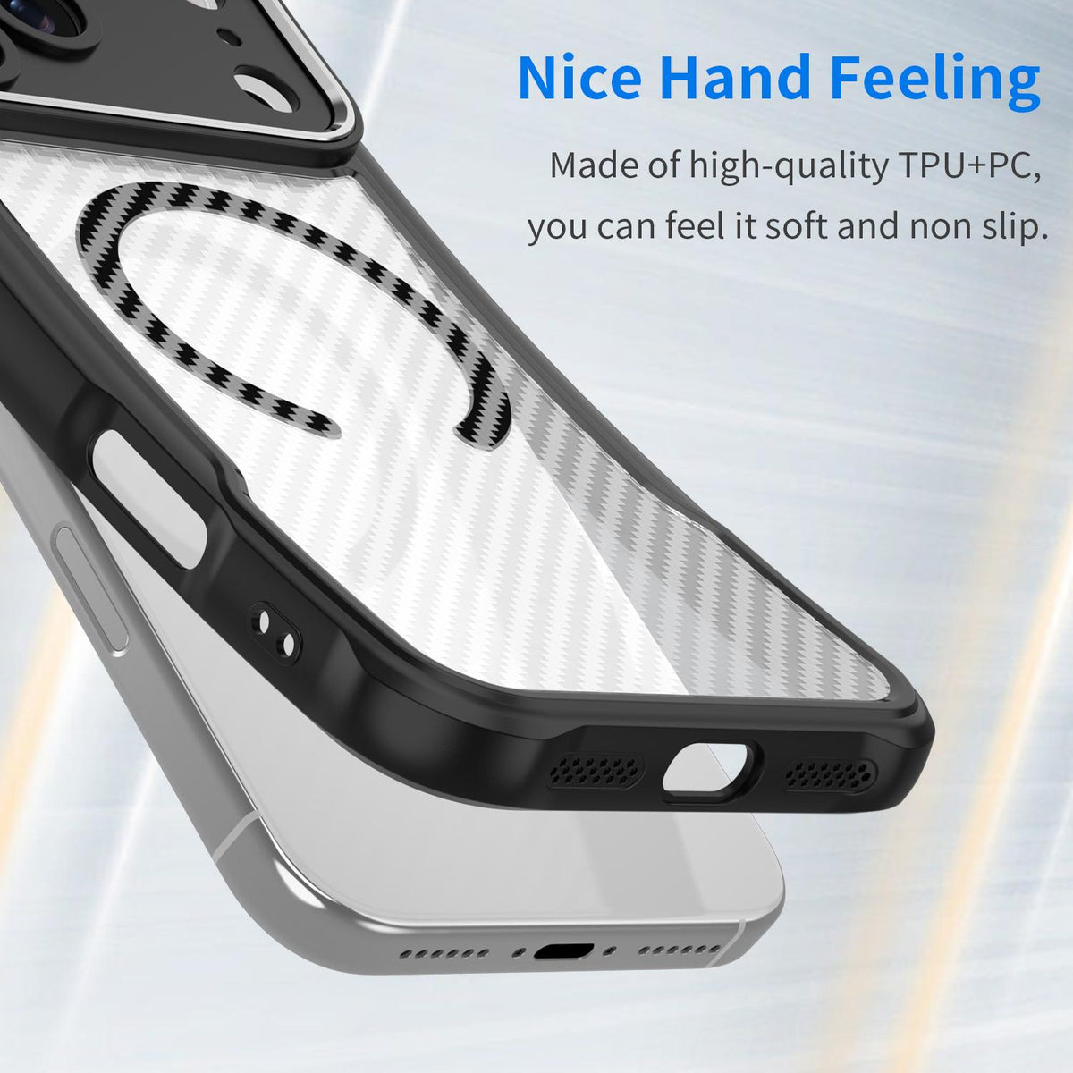 For iPhone 18 Pro Carbon Fiber Texture MagSafe Translucent Phone Case - Black - EDA006491727A