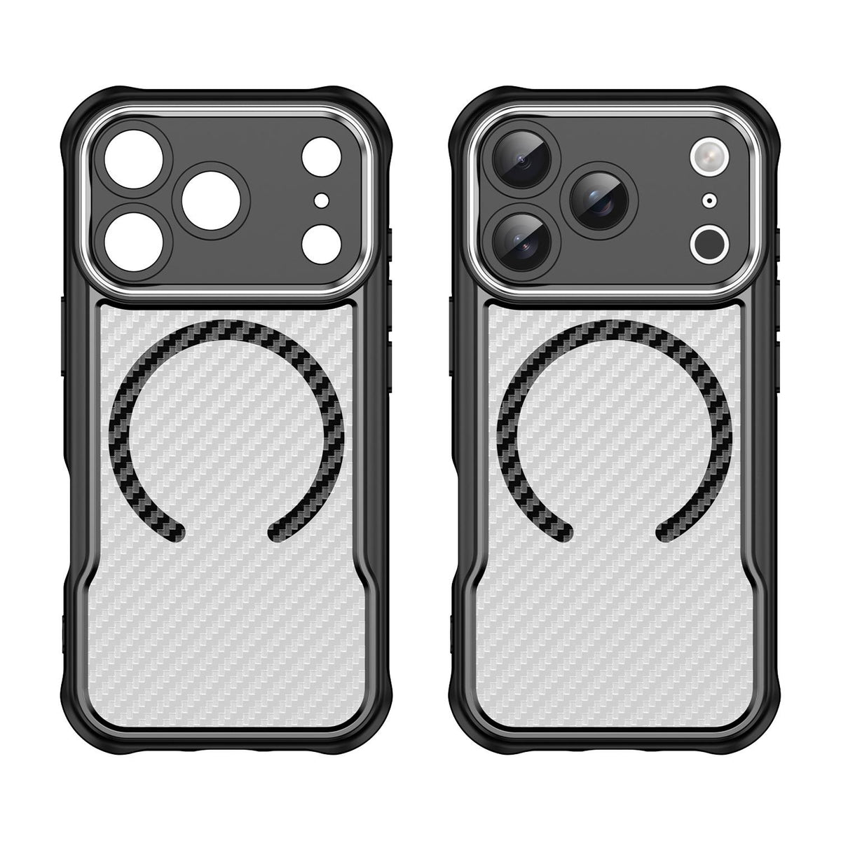 For iPhone 18 Pro Carbon Fiber Texture MagSafe Translucent Phone Case - Black - EDA006491727A