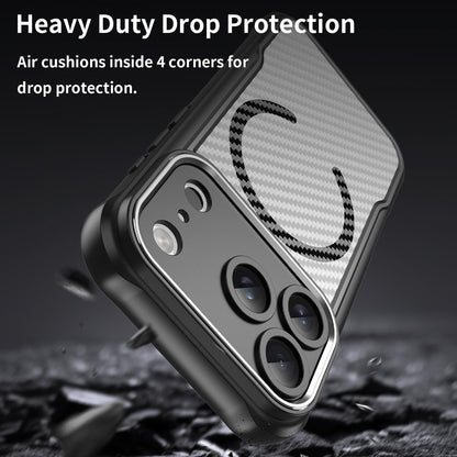 For iPhone 18 Pro Carbon Fiber Texture MagSafe Translucent Phone Case - Black - EDA006491727A