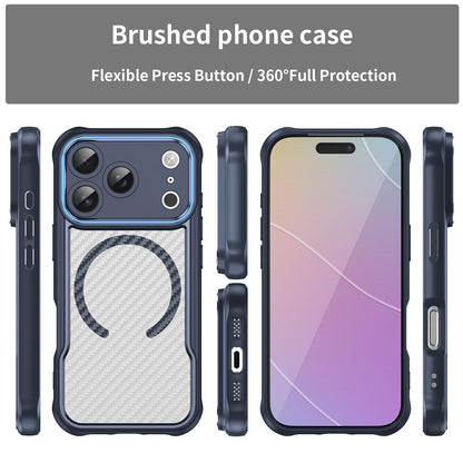 For iPhone 18 Pro Carbon Fiber Texture MagSafe Translucent Phone Case - Blue - EDA006491727B