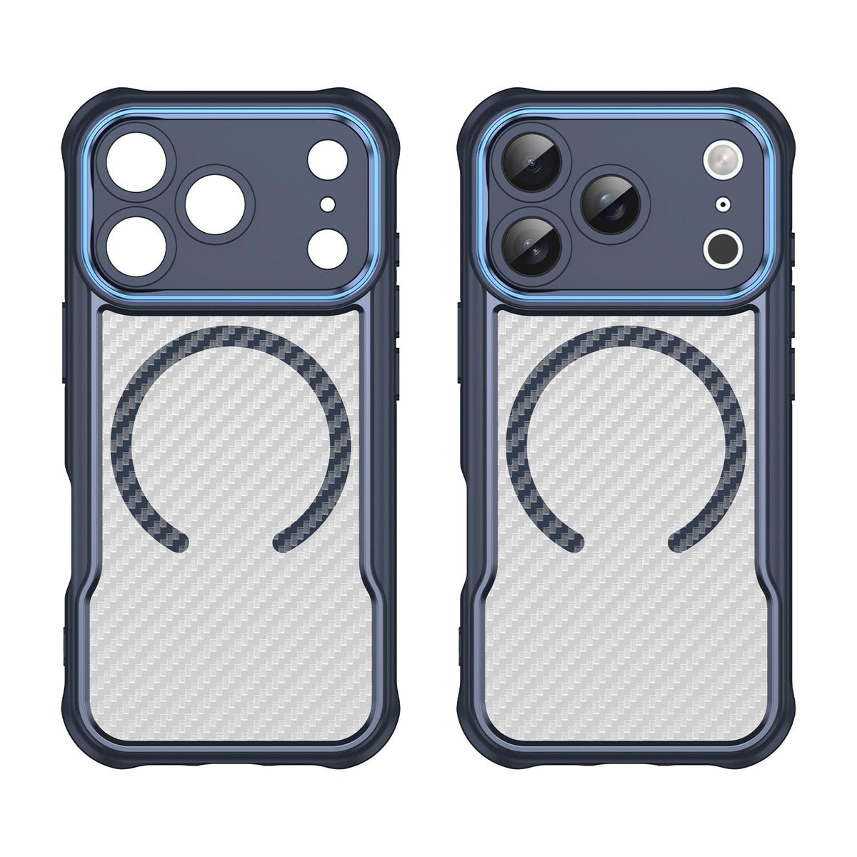 For iPhone 18 Pro Carbon Fiber Texture MagSafe Translucent Phone Case - Blue - EDA006491727B