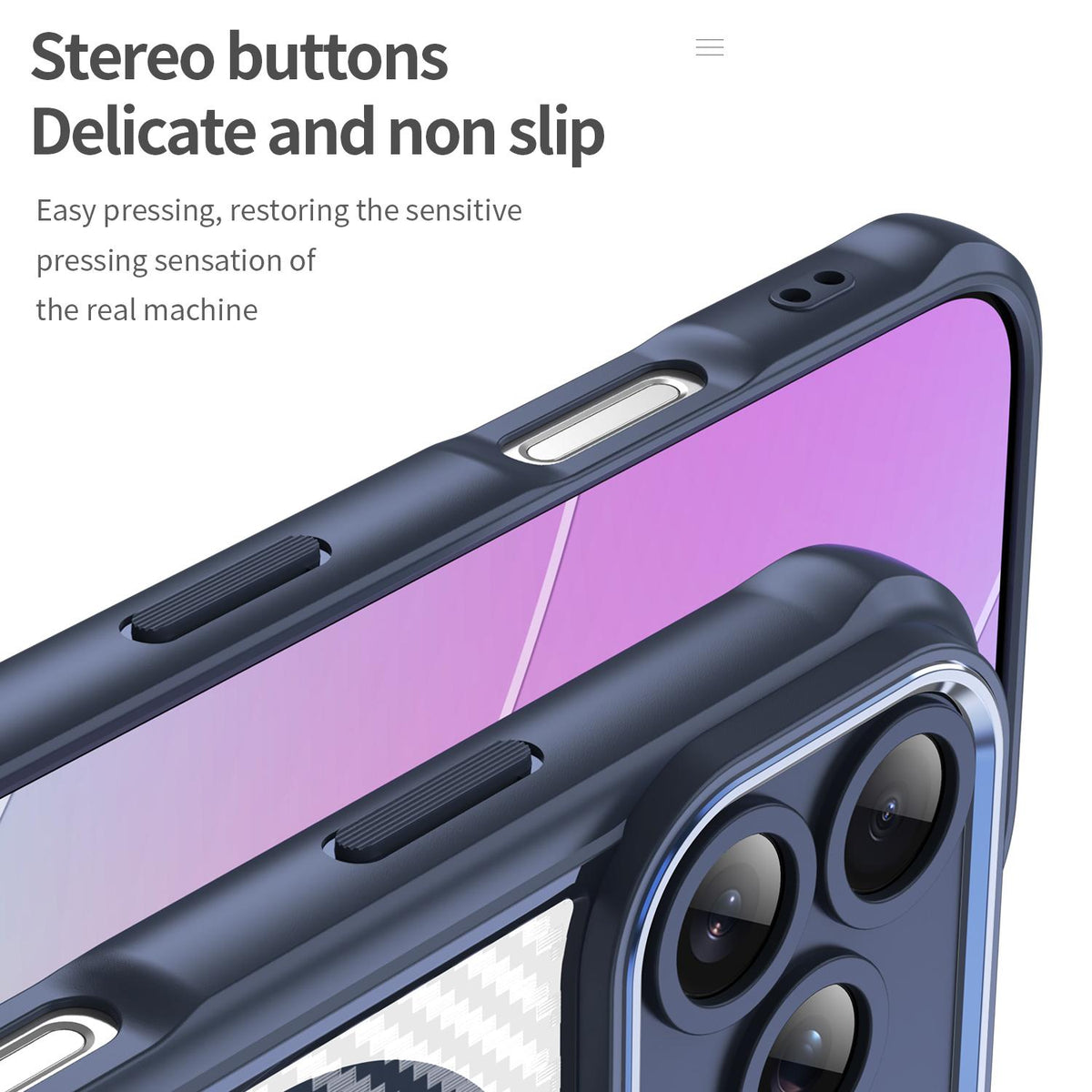 For iPhone 18 Pro Carbon Fiber Texture MagSafe Translucent Phone Case - Blue - EDA006491727B
