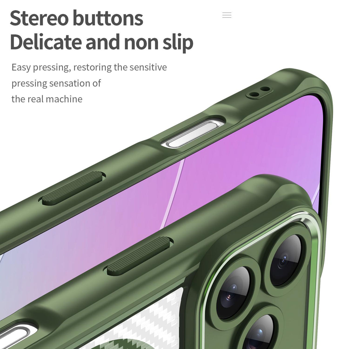 For iPhone 18 Pro Carbon Fiber Texture MagSafe Translucent Phone Case - Green - EDA006491727C