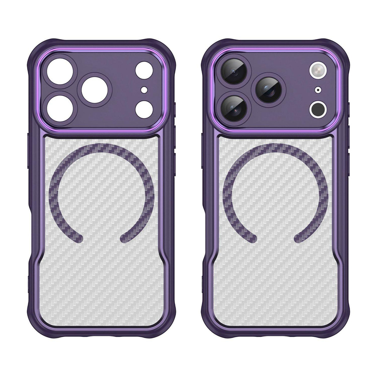 For iPhone 18 Pro Carbon Fiber Texture MagSafe Translucent Phone Case - Purple - EDA006491727D