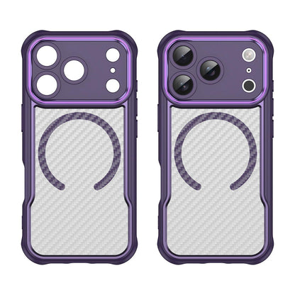 For iPhone 18 Pro Carbon Fiber Texture MagSafe Translucent Phone Case - Purple - EDA006491727D
