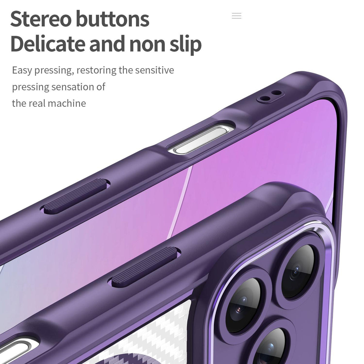 For iPhone 18 Pro Carbon Fiber Texture MagSafe Translucent Phone Case - Purple - EDA006491727D