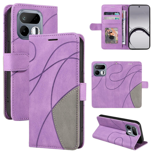 For Realme 16T 5G Dual-color Splicing Flip Leather Phone Case - Purple - EDA006501510E