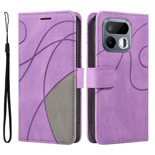 For Realme 16T 5G Dual-color Splicing Flip Leather Phone Case - Purple - EDA006501510E