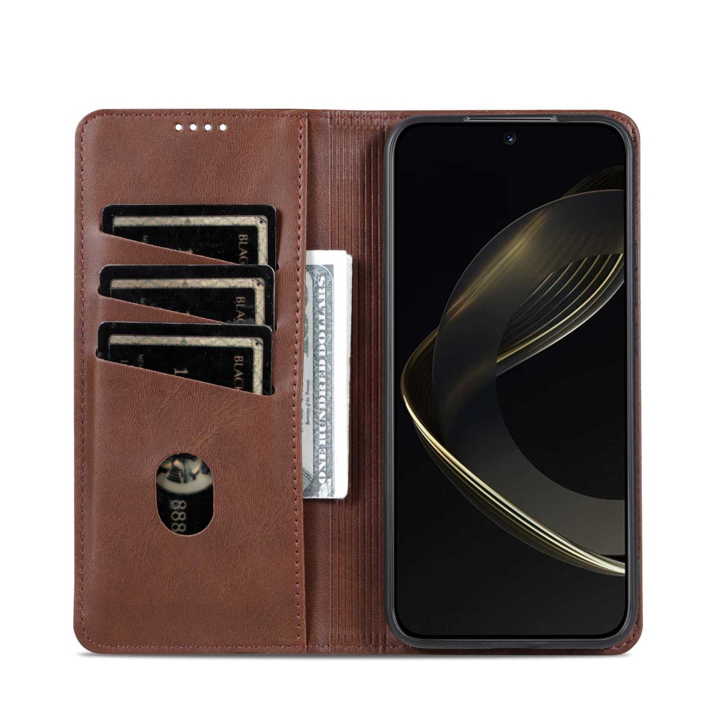 For OnePlus 15 AZNS Magnetic Calf Texture Flip Leather Phone Case(Dark Brown)