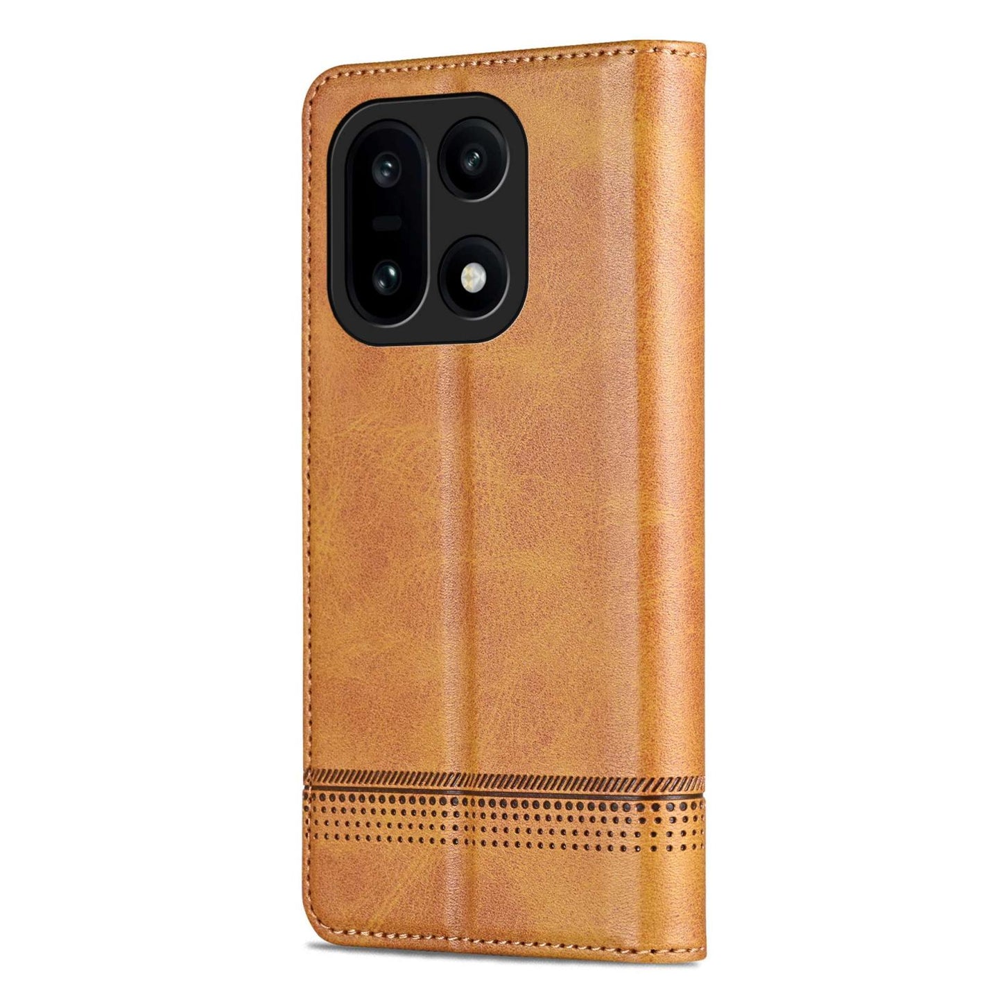 For OnePlus 15 AZNS Magnetic Calf Texture Flip Leather Phone Case(Light Brown)