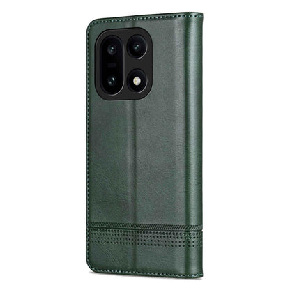 For OnePlus 15 AZNS Magnetic Calf Texture Flip Leather Phone Case(Dark Green)