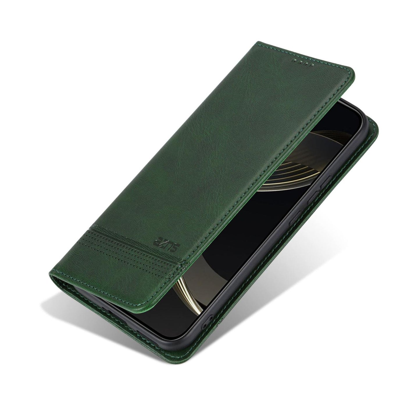 For OnePlus 15 AZNS Magnetic Calf Texture Flip Leather Phone Case(Dark Green)