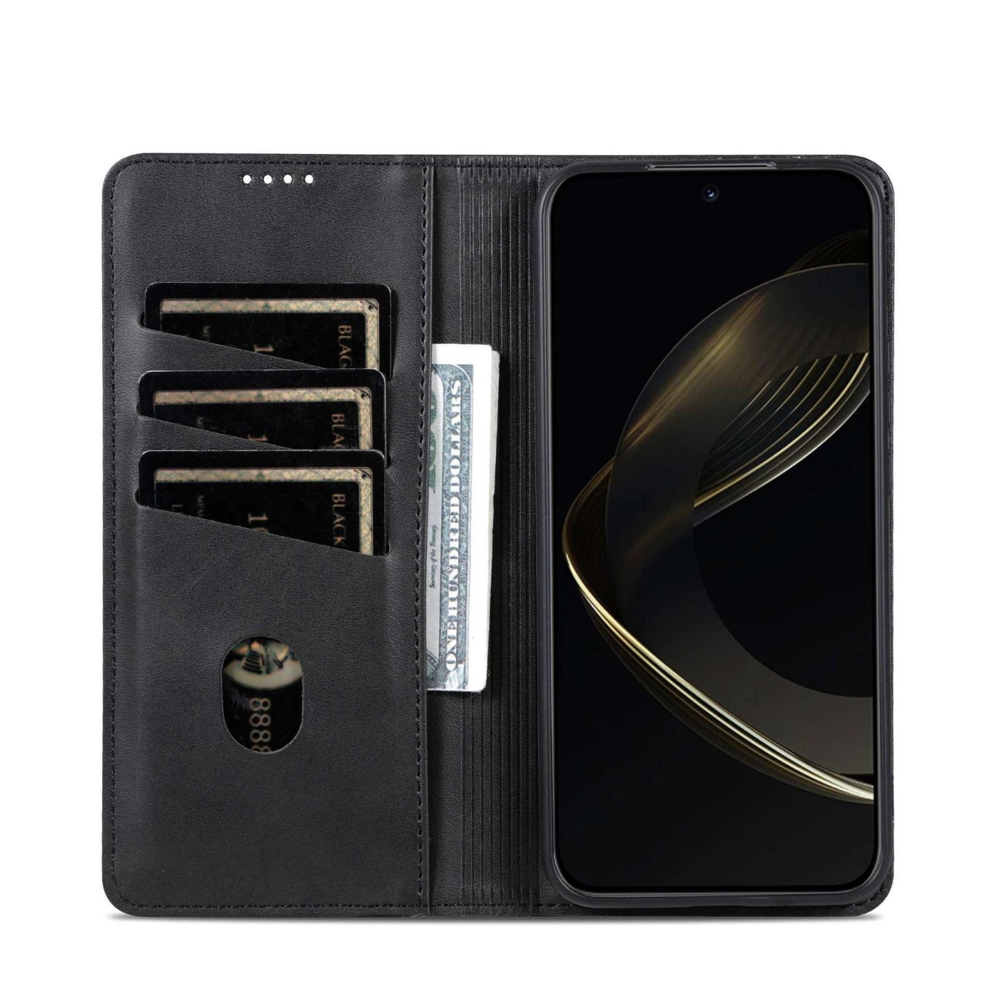 For OnePlus 15 AZNS Magnetic Calf Texture Flip Leather Phone Case(Black)