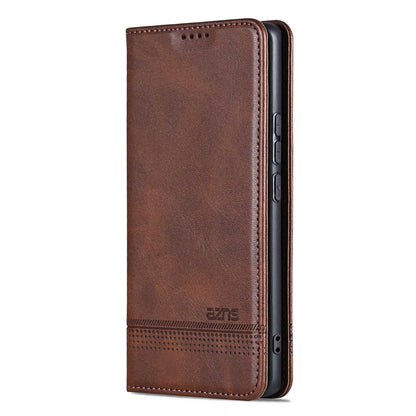 For OnePlus 15T AZNS Magnetic Calf Texture Flip Leather Phone Case(Dark Brown)