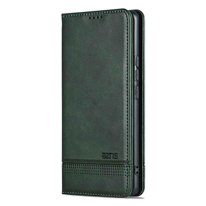 For OnePlus 15T AZNS Magnetic Calf Texture Flip Leather Phone Case(Dark Green)