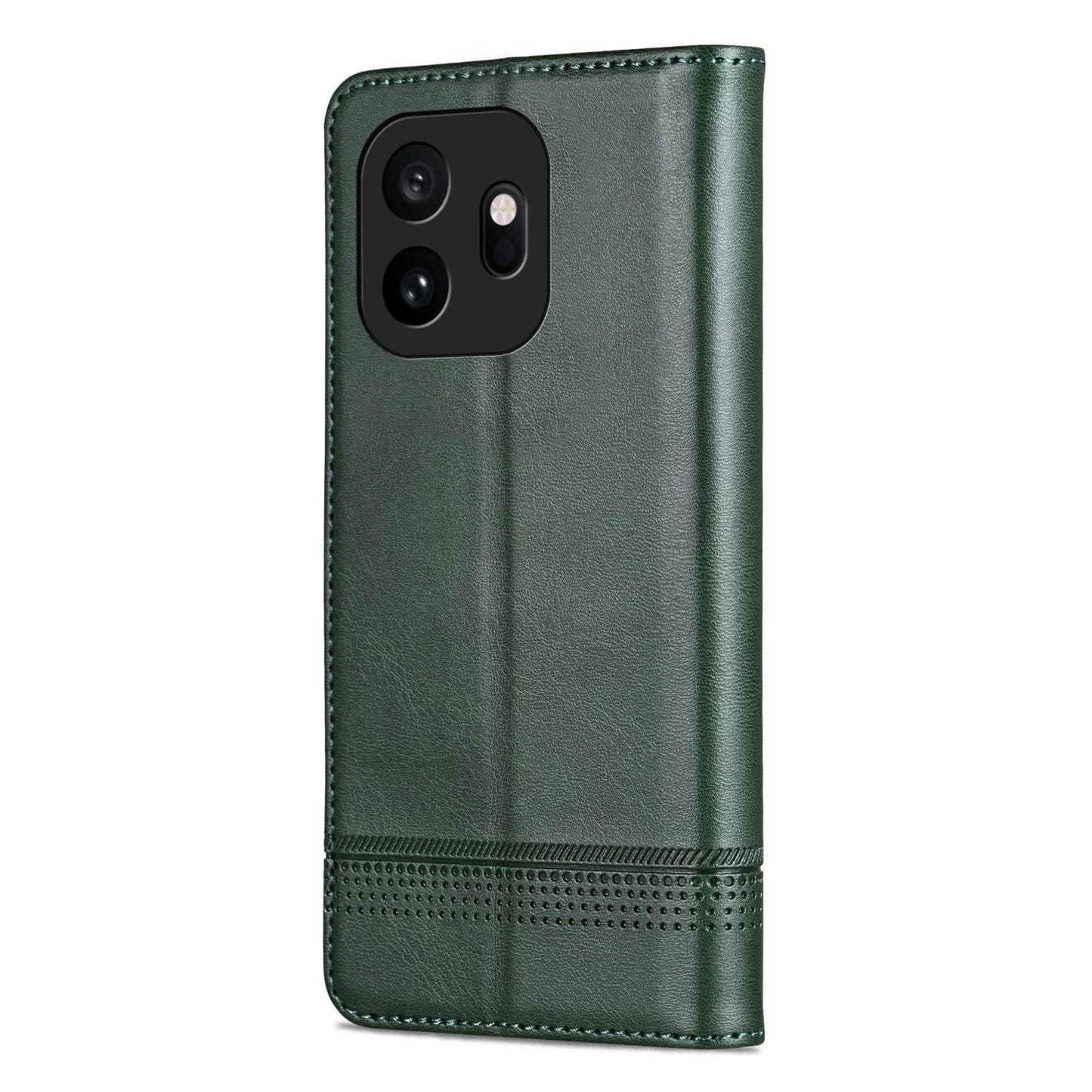 For OnePlus 15T AZNS Magnetic Calf Texture Flip Leather Phone Case(Dark Green)