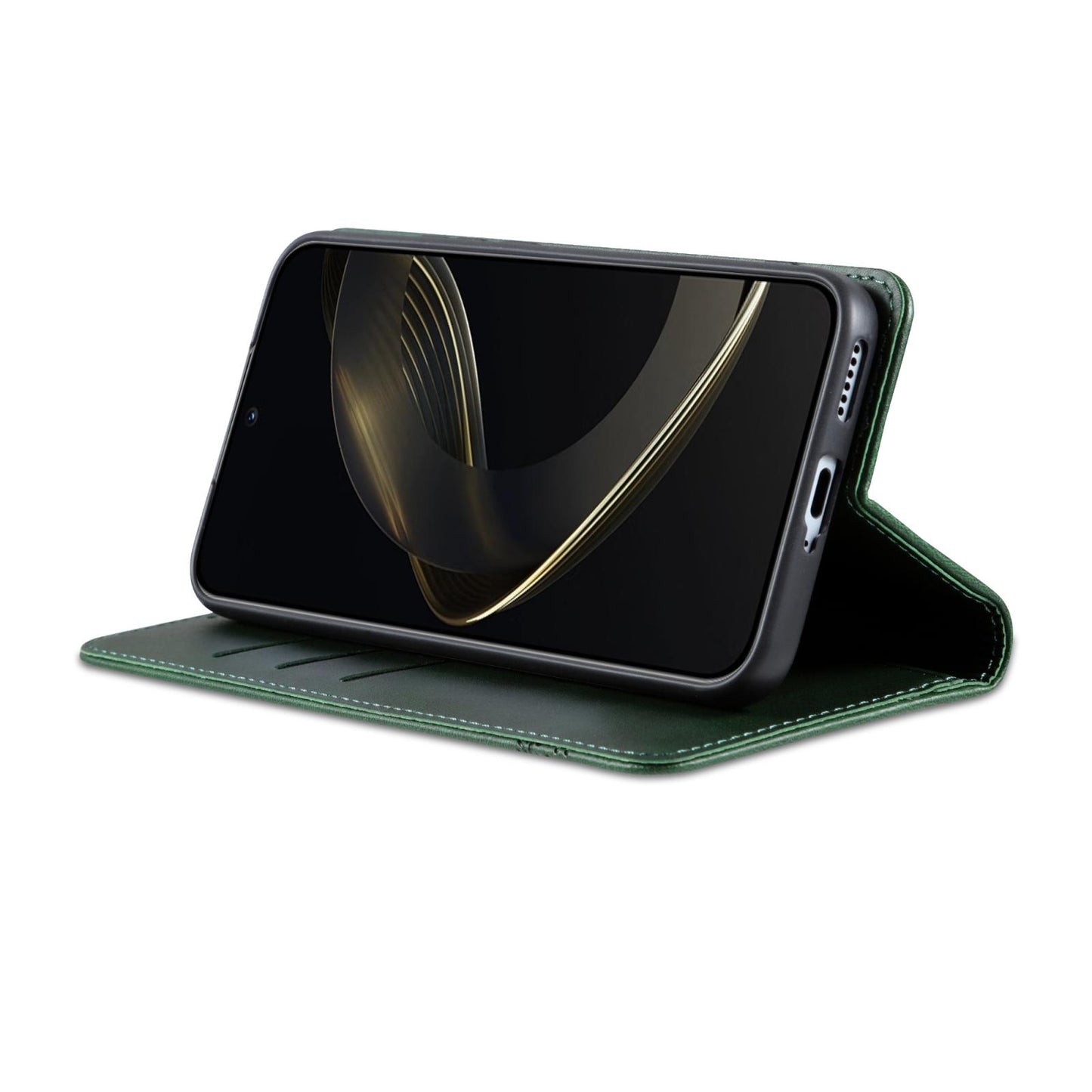 For OnePlus 15T AZNS Magnetic Calf Texture Flip Leather Phone Case(Dark Green)