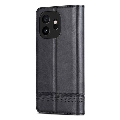 For OnePlus 15T AZNS Magnetic Calf Texture Flip Leather Phone Case(Black)
