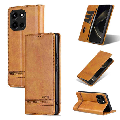 For OnePlus Turbo 6/Nord 6 5G AZNS Magnetic Calf Texture Flip Leather Phone Case(Light Brown)