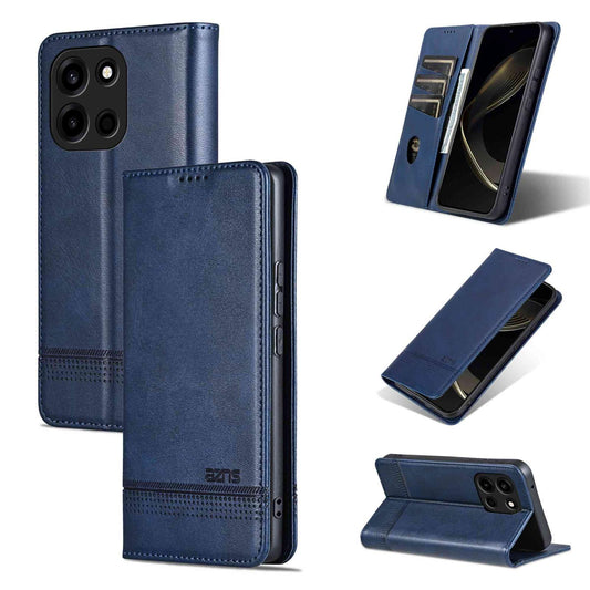 For OnePlus Turbo 6/Nord 6 5G AZNS Magnetic Calf Texture Flip Leather Phone Case(Dark Blue)