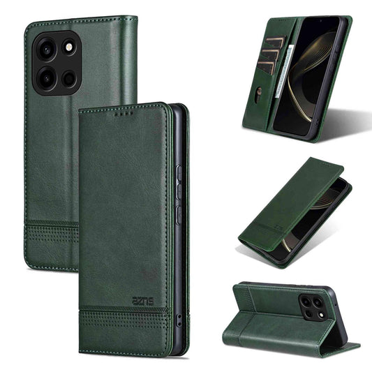 For OnePlus Turbo 6/Nord 6 5G AZNS Magnetic Calf Texture Flip Leather Phone Case(Dark Green)