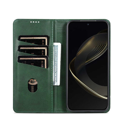 For OnePlus Turbo 6/Nord 6 5G AZNS Magnetic Calf Texture Flip Leather Phone Case(Dark Green)