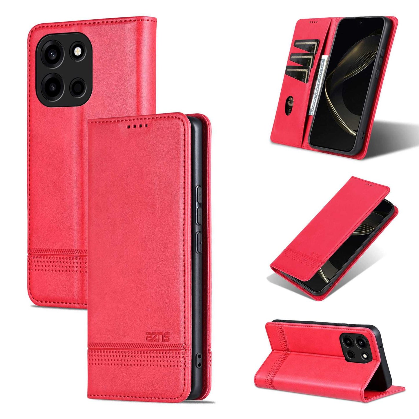 For OnePlus Turbo 6/Nord 6 5G AZNS Magnetic Calf Texture Flip Leather Phone Case(Red)