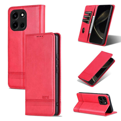 For OnePlus Turbo 6/Nord 6 5G AZNS Magnetic Calf Texture Flip Leather Phone Case(Red)