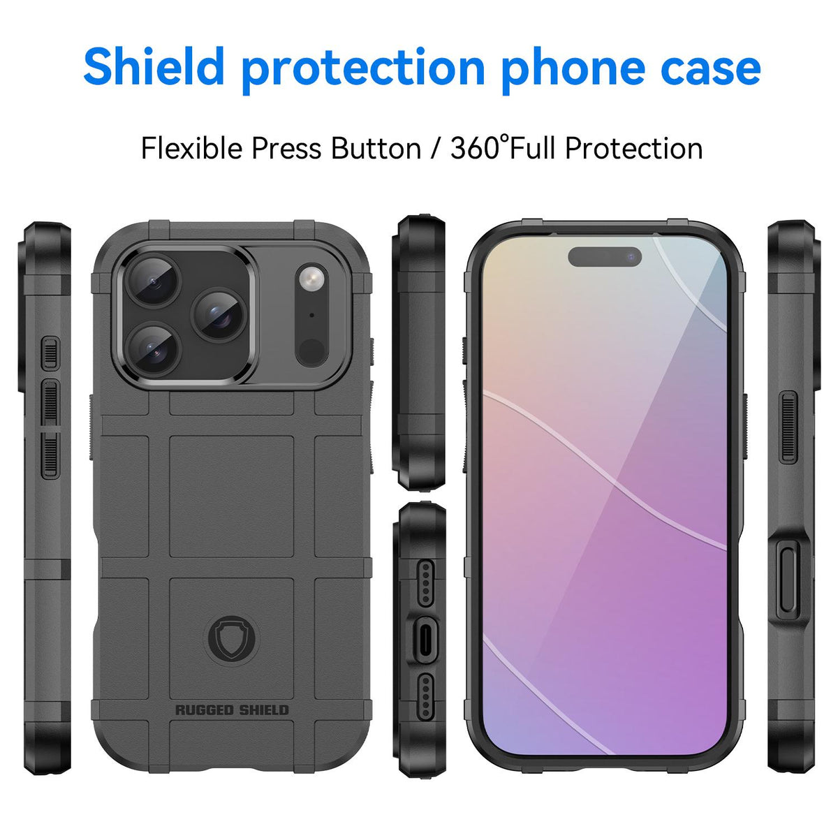 For iPhone 18 Pro Full Coverage Shockproof TPU Phone Case - Black - EDA006555911A
